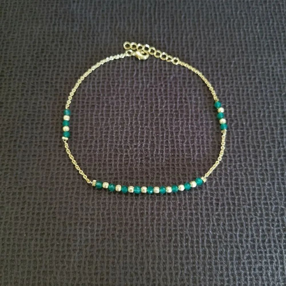 Shivam Green💚 Onyx Bead Anklet - Picture 12 of 15